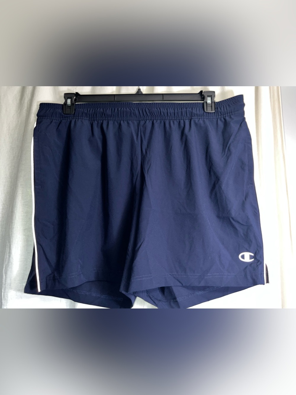 Champion Men’s Navy Blue Athletic Shorts with White Piping
